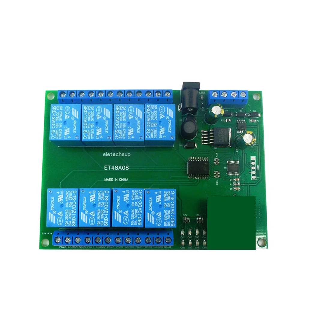 2 IN 1 8Ch Network Ethernet RS485 Relay Modbus RTU Slave TCP/IP UDP UART Switch Module PLC Industrial Control Board