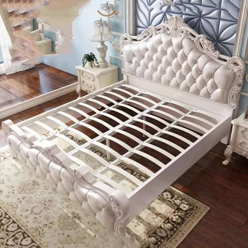 

Wood Luxury Modern Double Bed Frame Master King Sleeping Nordic Bed Frame European Queen Princess Cama Casal Room Furniture