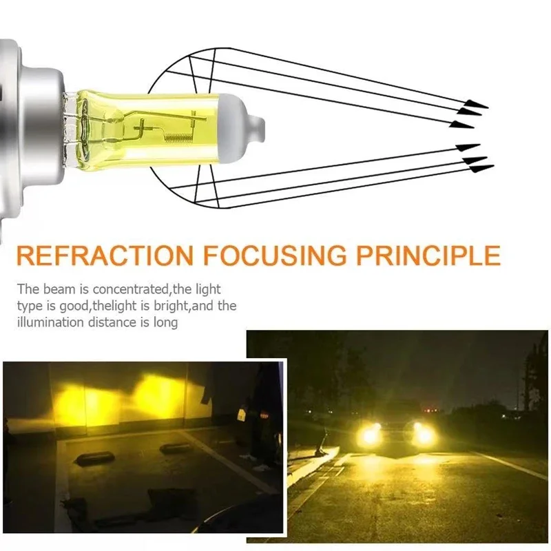 

2Pcs H4 Headlamp 3000K 12V55W H1 H7 H10 H11 9003 Super Yellow Halogen Lamp Upgrade Rain And Fog Proof Light H3 Car Bulb