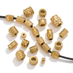 5pcs Stainless Steel Plated 18K Gold Long Beads Tube Spacer Casting Loose Spacer Beads DIY Necklace Bracelets Jewelry Findings