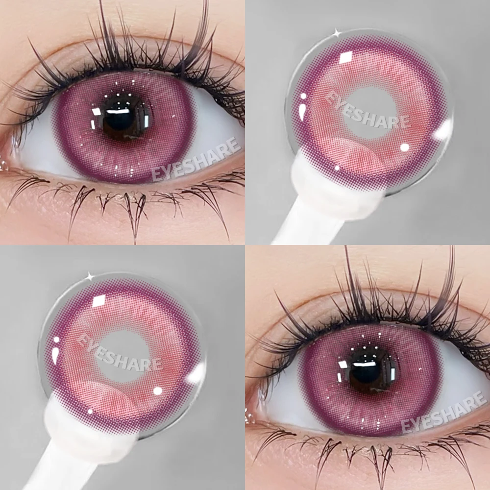EYESHARE 1 Paar modische farbige Kontaktlinsen für Augen, lila Farbkontakte, rote Linsen, rosa, weiche Linsen, Schönheits-Make-up, jährlich
