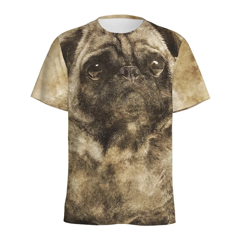 Cute Pug Pekingese Pattern T Shirt For Men Kids 3D Printed Animal Dog T-shirt Street Oversized Short Sleeve Tops Tee Shirts