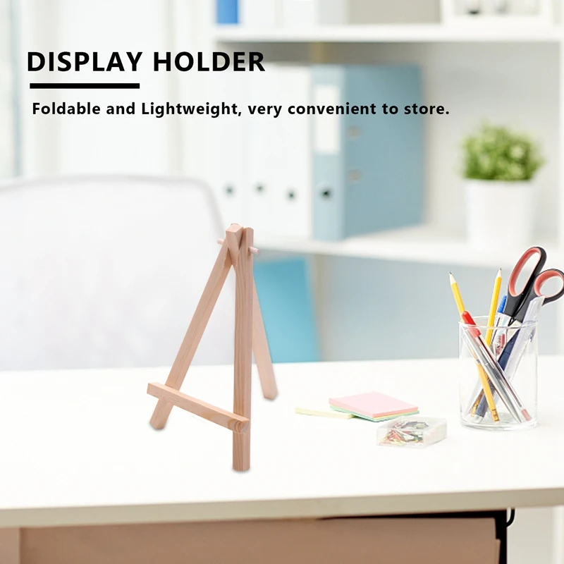 10Pcs Mini Wooden Artist Easel-Triangle Wedding Table Stand Display Holder - 15 X 8 Cm