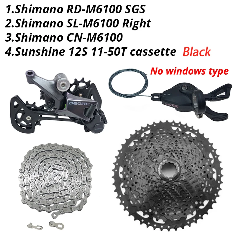 Shimano Deore M6100 1x12 Speed Derailleurs Groepset 12 Speed Rechts Versnellingspook Deuvel CN Keten RD Sunshine Cassette 46T 50T 52T