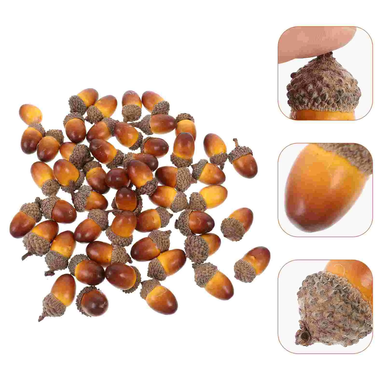 50 Pcs Natural Christmas Tree Simulated Acorn Nuts Thanksgiving Day Decor Cap Fruit Props Foam Realistic Fake Ornament