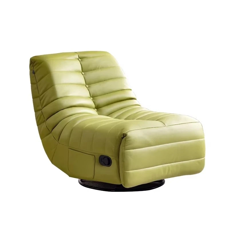Modern living room rotating manual reclining synthetic leather casual sofa chair