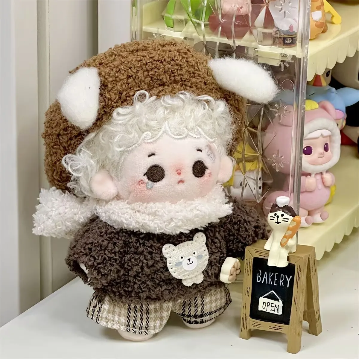 Roupas de boneca de algodão de 10cm para outono e inverno, conjunto de série de cores Maillard, boneca de pelúcia muda em roupas de bebê de 10cm