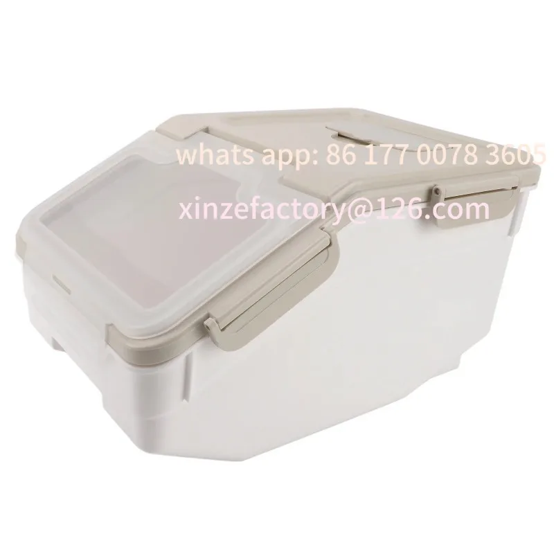

Customizable Plastic Rice Container Rice Container Thickened PP Airtight Waterproof with Measuring Cup Lid Rice Storage Bin