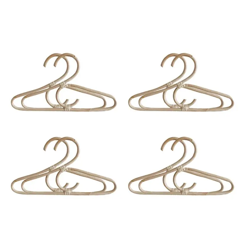 

ABKJ-8Pcs Rattan Clothes Hanger Nordic Style Kids Garments Organizer Rack Children Hanger Kids Room Decor Hangers For Clothes