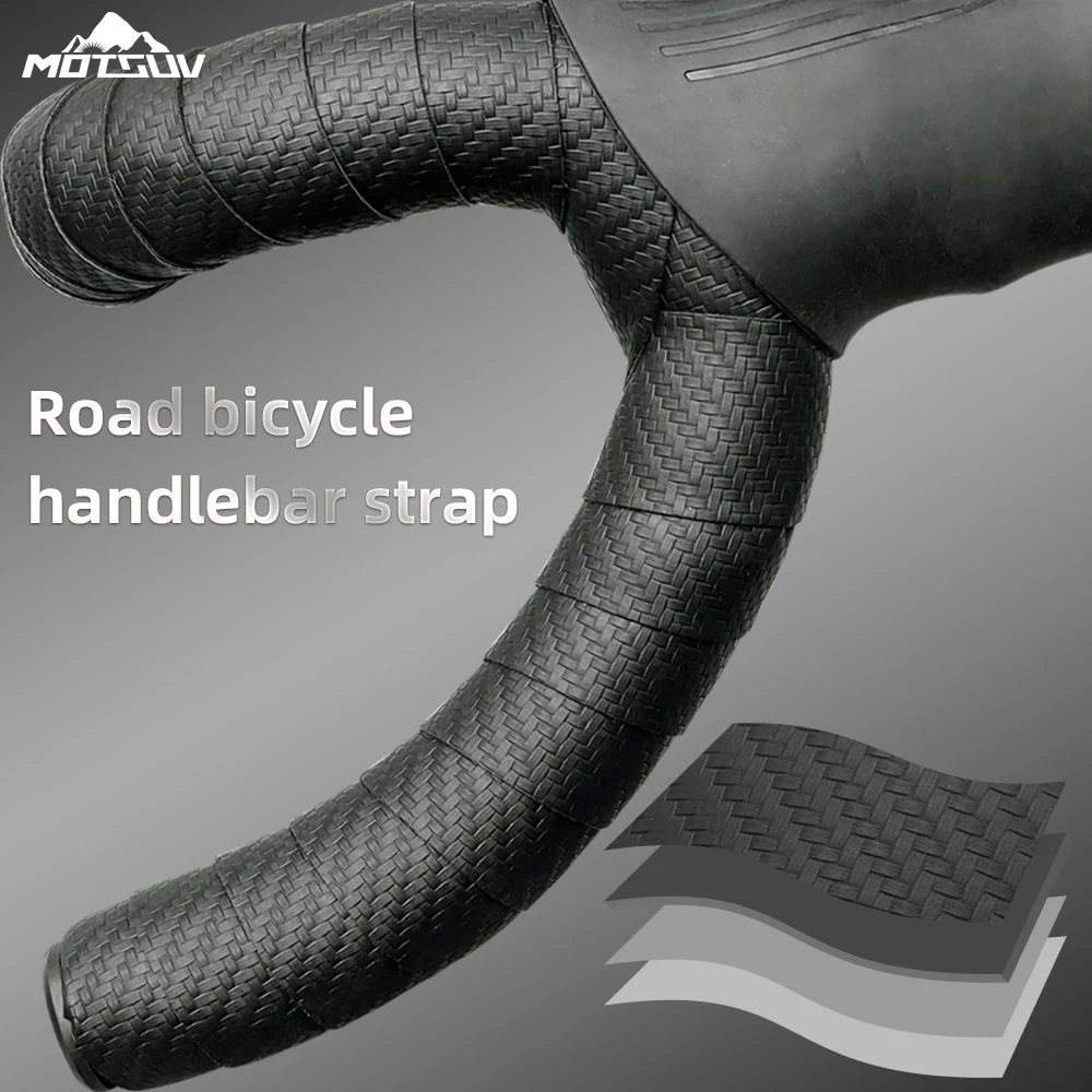 MOTSUV Road Bicycle Bar Tape Cycling Cork Shockproof Sport Handlebar Bandage EVA Wrap Bent Bar Tape+2 Bar Plug Bike Accessories