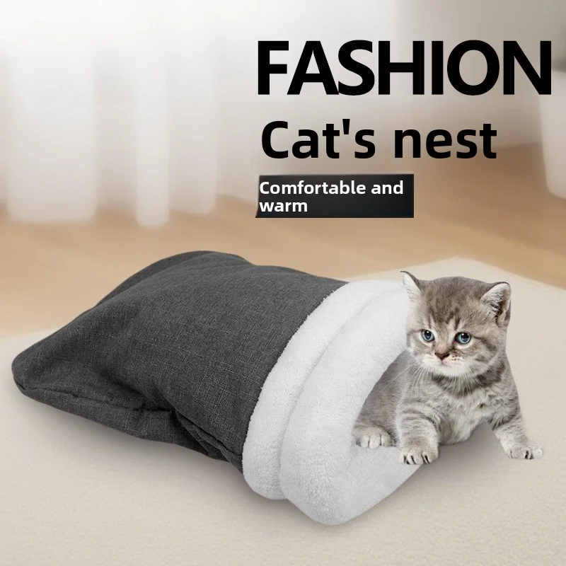 

Pet Supplies Cat Sleeping Bag Semi Enclosed Pet Bed Cat House Deep Sleep Winter Thick Warm Cat Bed Cat Supplies Cat Accessories