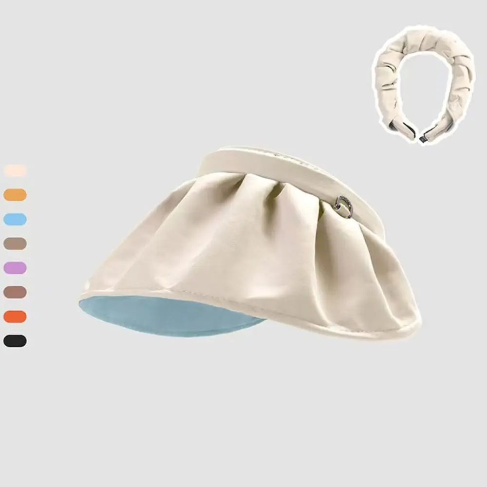 Simple Sweet Sun Protection Cap Topless Headband Female Shell Hat Wide Brim UV Protection Foldable Visor Cap Girls view 3