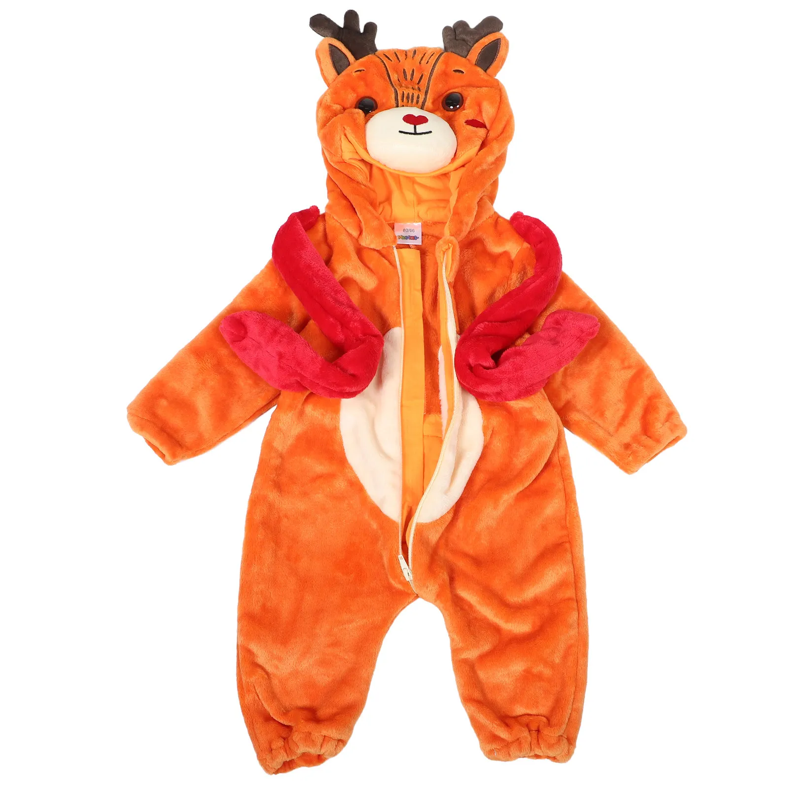 Flannel Baby Jumpsuit Cute Deer Costume Warm Fleece Romper Long Sleeve Onesie Hooded Sleepwear Elk Design Winter Clothes