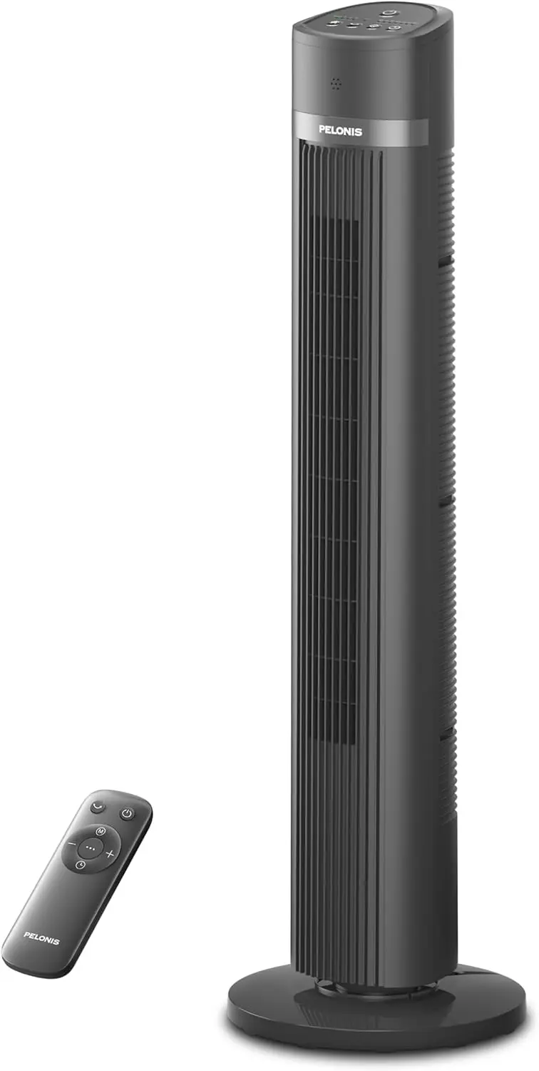 

40 Inch Bladeless Tower Fan with Remote, 26ft/s, 90° Oscillation, 3 Speeds, 27dB Quiet, 15H Timer for Bedroom