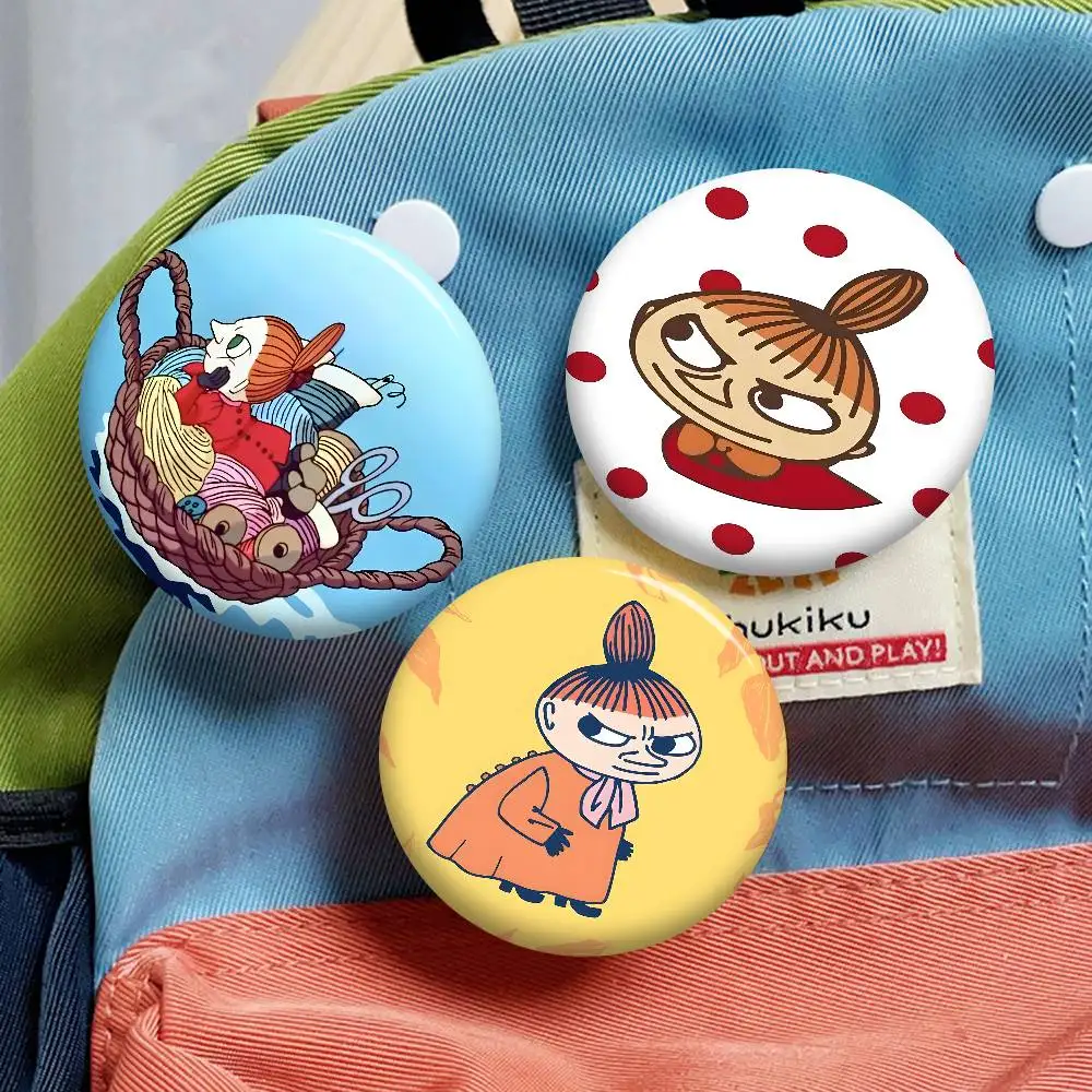 Anime L-LittleS M-My 58mm Cute Anime Figure Icon Badge Handmade Tinplate Brooch for Backpack Clothes Chest Ornament Gifts