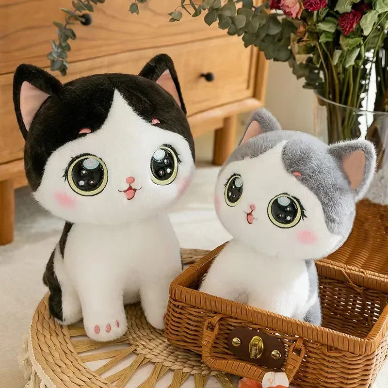 Interrupteur oreiller en peluche chat de dessin animé pour filles, jouets doux au beurre, animal kawaii, cadeau de Noël et d'anniversaire, 24cm