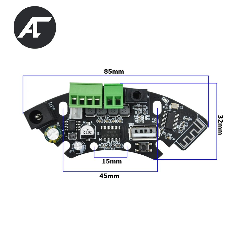 

Bluetooth Audio 4Channel 15W Mini Digital Stereo Power Amplifier Board for Ceiling Speaker Amp Module 15V Power Support USB/Aux