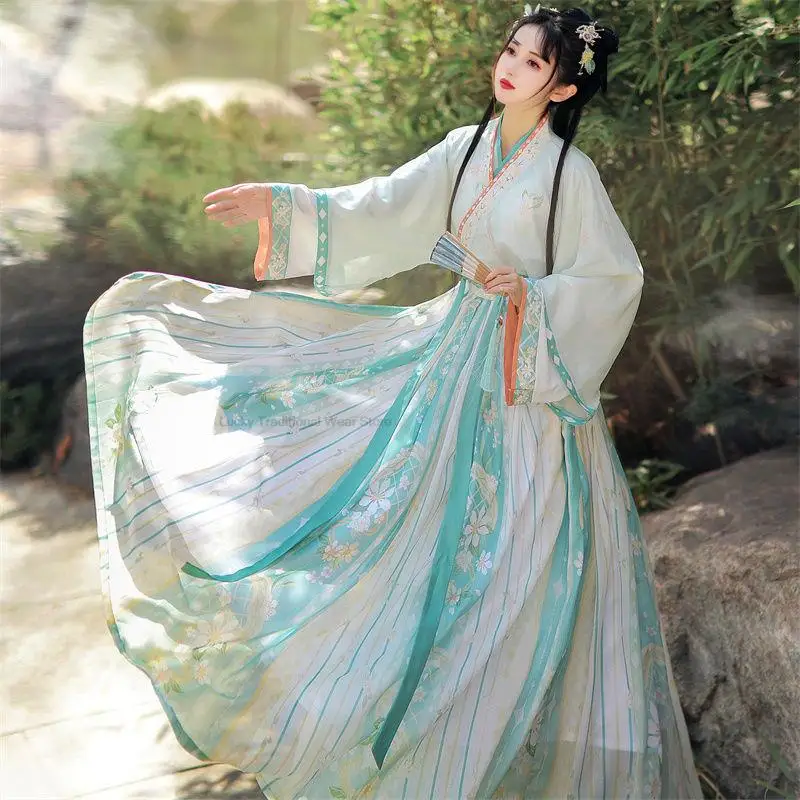 النمط الصيني Hanfu التطريز الشرقية القديمة الأميرة Hanfu فستان فتاة تأثيري حلي خمر الملابس الجنية Hanfu مجموعة فستان