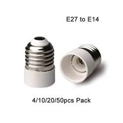 4/10/20/50pcs Pack White E27 to E14 Socket Adapter, White Medium E27 to Candelabra E14 Base Bulb Converter, E26 to E12 Socket