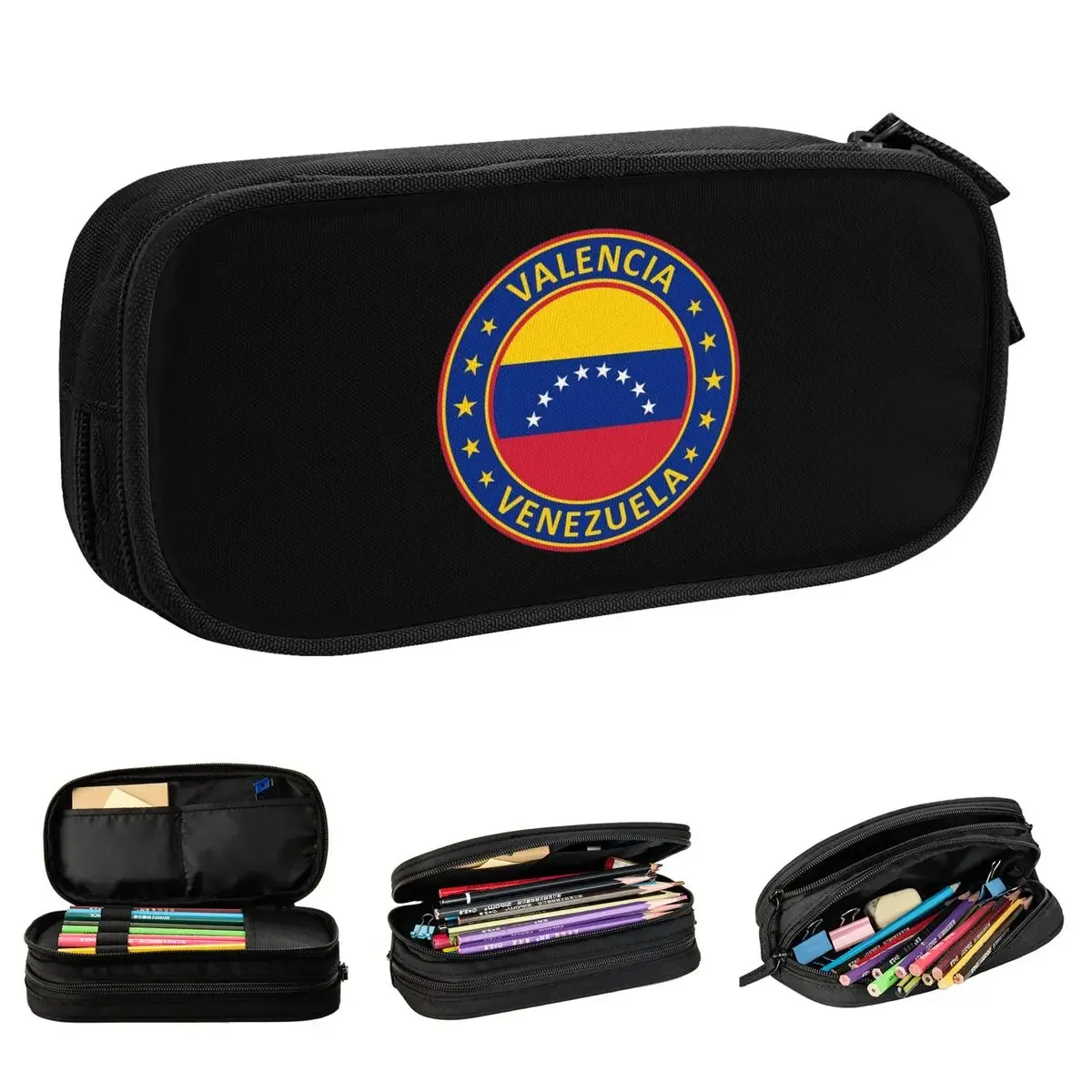 

Valencia Venezuela Venezuelan Flag Pencil Case Classic Pen Bag Student Big Capacity Office Zipper Pencil Box