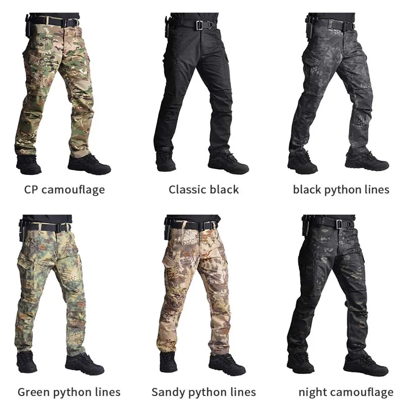 Tactical Pants Combat Pants Cargo Hiking Pants Waterproof Ripstop Outdoor Camo Pants Airsoft Hunting Clothes Wear-resistant