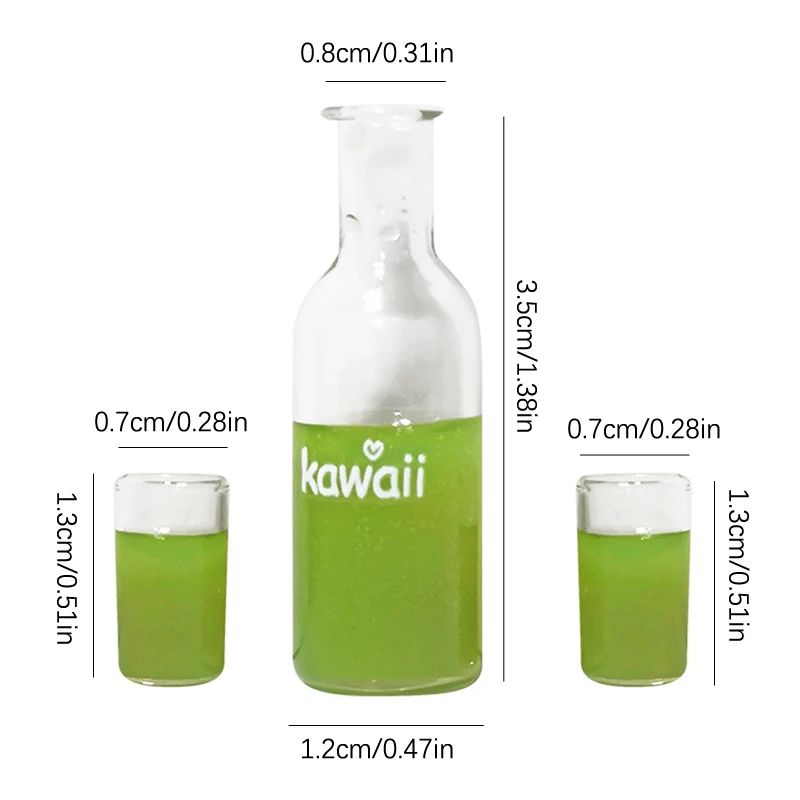 3Pcs/Set 1/12 Dollhouse Mini Fruit Vegetable Drink Bottle Model Doll Home Miniature Kitchen Scene Decoration Pretend Play Toys