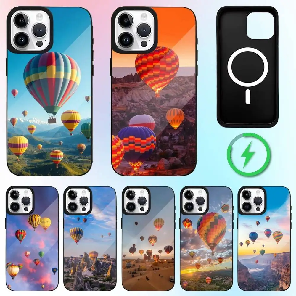 

Cute Hot Air Balloon Phone Case For iPhone17,16,15,14,13,12,11 Plus,Pro Max Magnetic Magsafe Wireless Charging