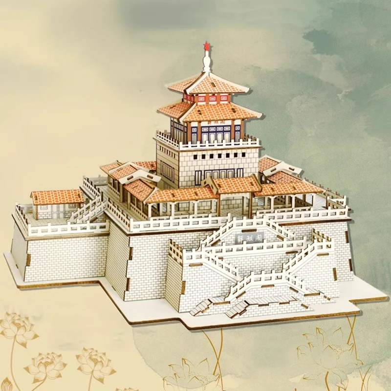 Jinan Liberation Pavilion ShanDong China Wooden 3D Puzzle Building Model Toy Wood Architecture Woodcraft Construction Kit Gift