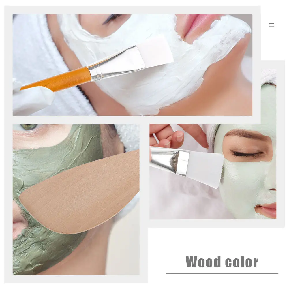 1Set Premium Wood Facial Mask Bowl Brush Spoon Set Stable Flexible Modulating Mask Mixing Tools for DIY Beauty Salon Use