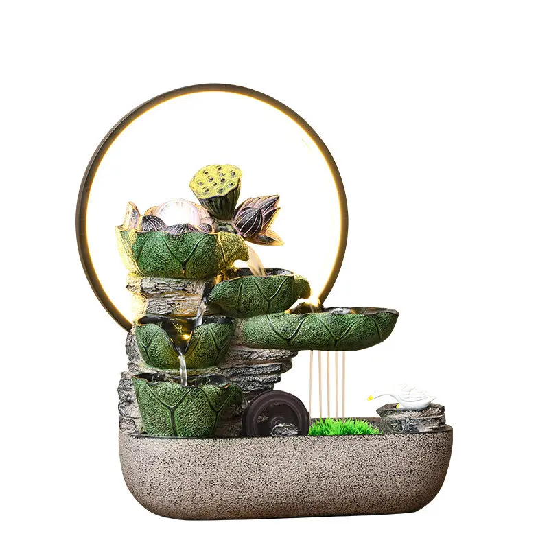 CX lotus leaf life fun landscaping, flowing water circulation water feng shui wheel, desktop landscaping ornament, living room