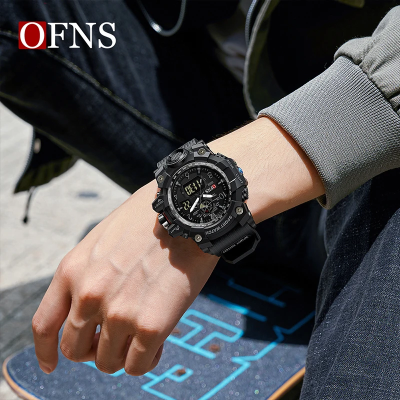 OFNS Fashion Casual Men\'s Sports Watches LED Digital 50M Waterproof Watch Multi Functional Luxury Men\'s Watches Reloio Masculino