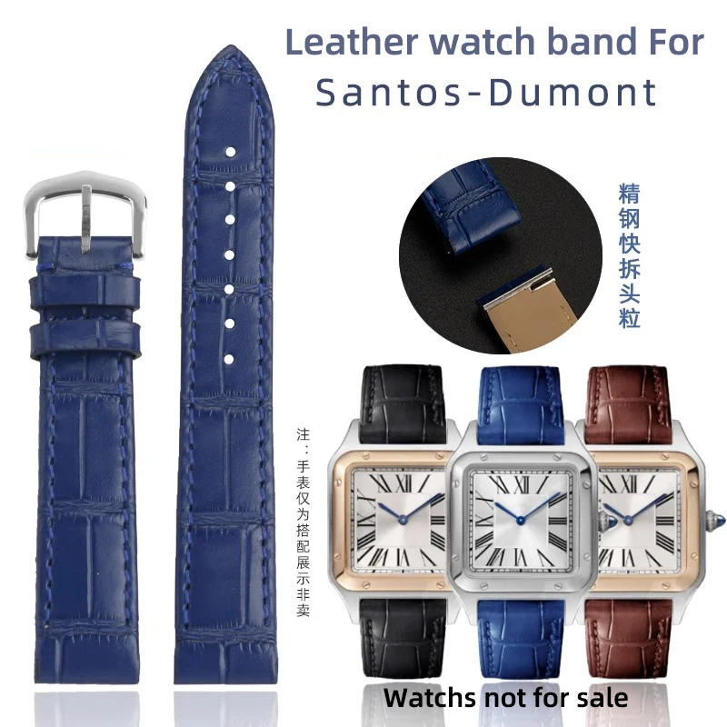 Quick release Leather watchband 15.5mm 17.5mm For  Santos Dumont cowhide leather watch Strap lady's Pin buckle bracelet