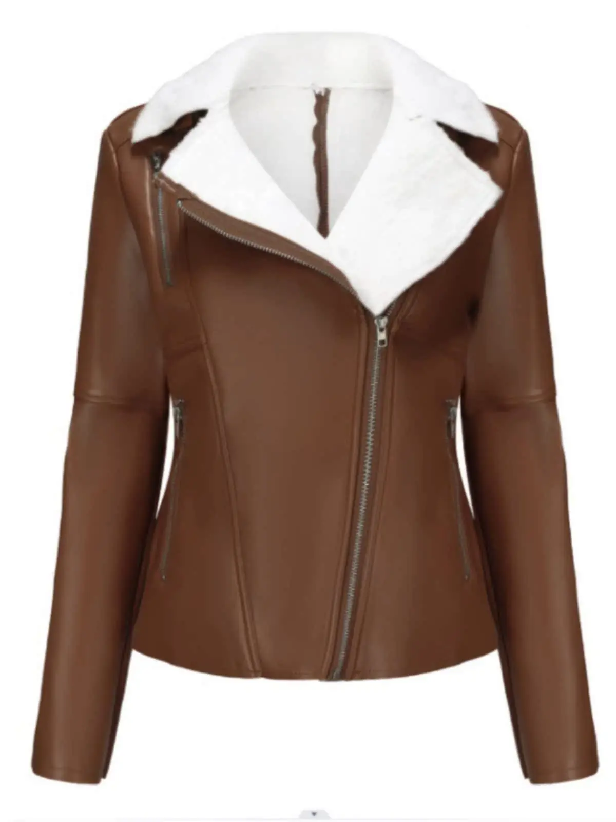 Herbst Winter Neue Sle Fce Gefüttert Leder Jaet Frauen Sexy Warme Lange Sve Drehen unten Kragen Pendeln Casual Mantel