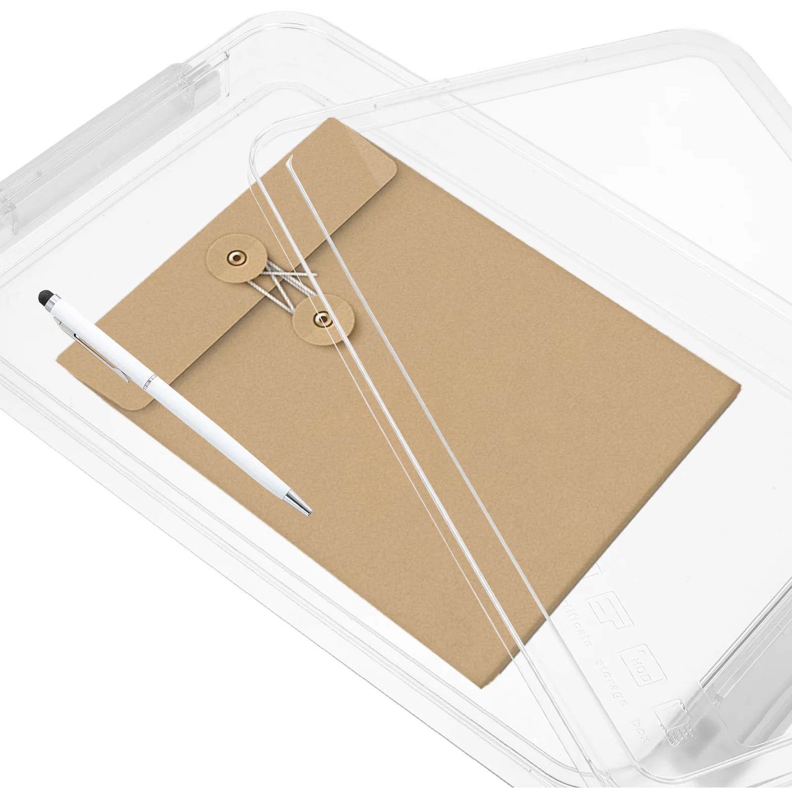 2 قطعة صندوق منظم المستندات لملفات المكتب سعة كبيرة مادة ABS للحيوانات الأليفة صناديق تخزين مسطحة مع أغطية لسطح المكتب الأبيض مرتب #6