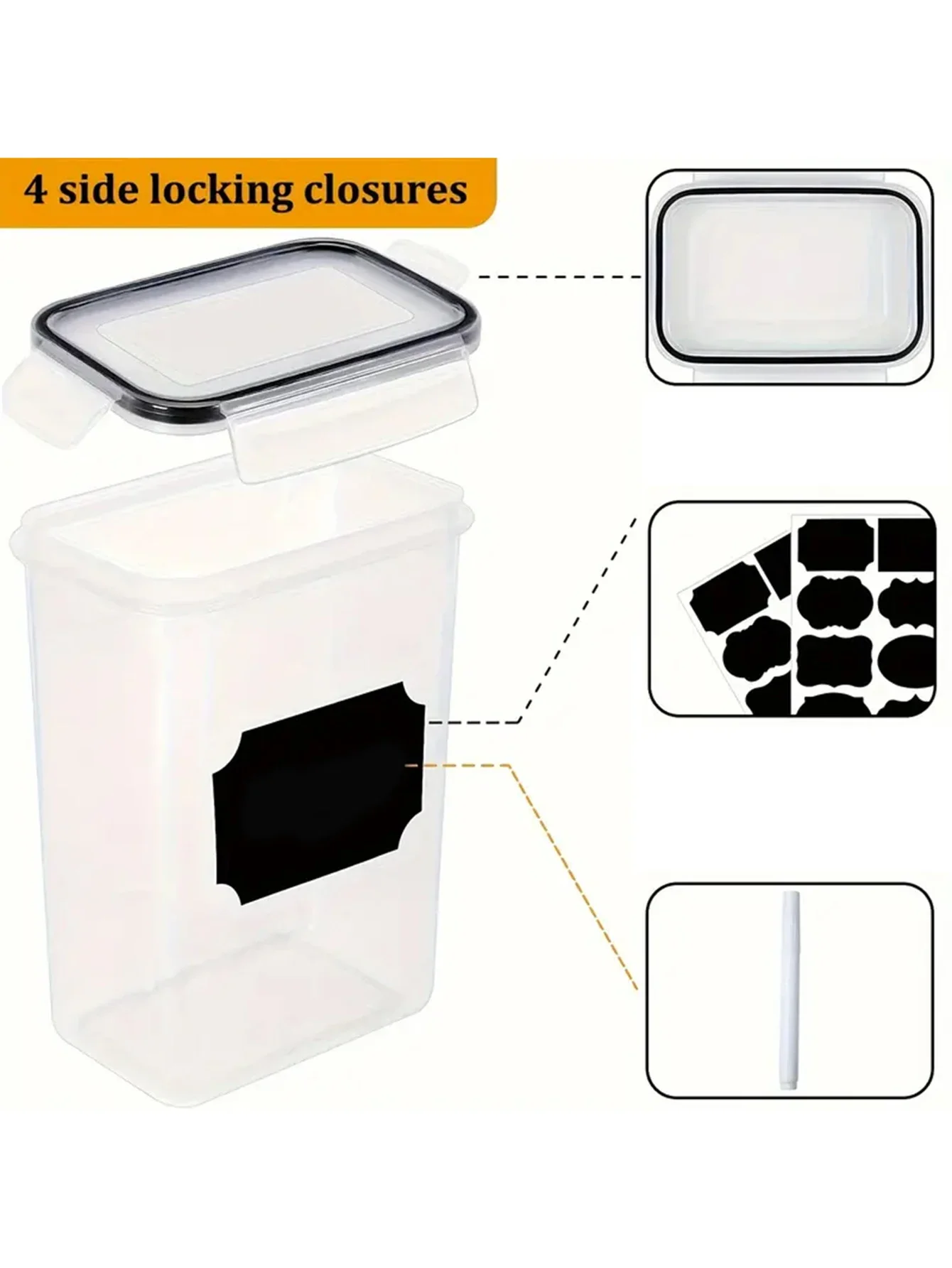 6pcs Airtight storage bins, multi-purpose leak-proof and reusable food storage jars, portable and stackable food airtight bins f