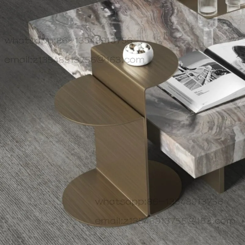 

Italian Light Luxury Side Table Modern Living Room Stainless Steel Small Coffee Table Sofa Side Cabinet Corner Table