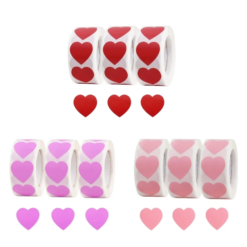 1500Counts Valentines Day Heart Sticker 25mm Self Adhesive Wrapping Labels for Wedding Anniversary Valentines Decoration