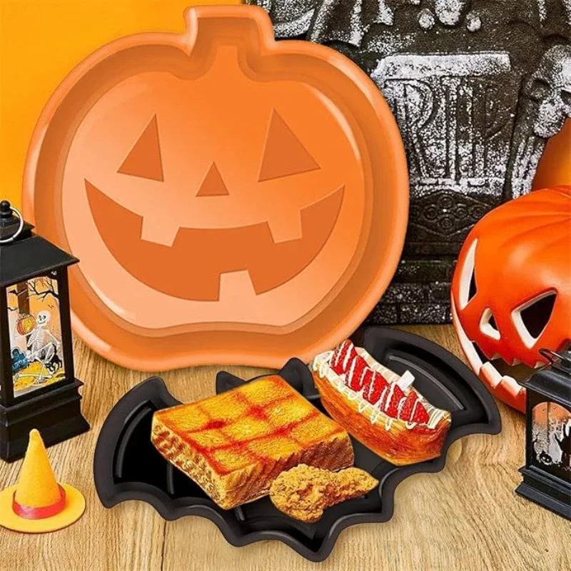 Halloween Spooky Pumpkin Bat Candy Tray Decorative Tray Fruit Tray Plastic Decorative Tray Snack Tray Desktop Sundry Storage