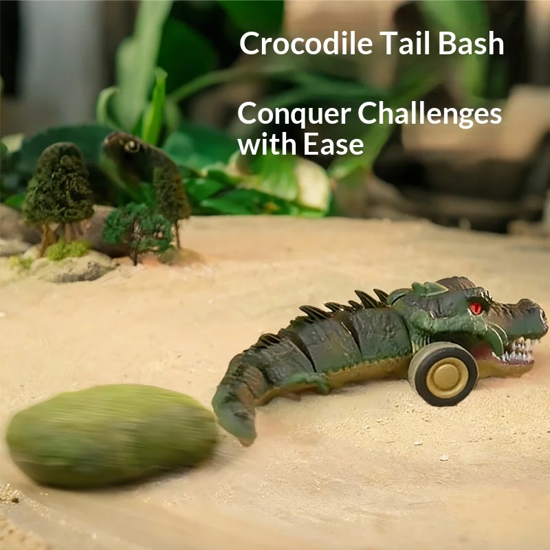 Carro de controle remoto com tema de crocodilo, rotação de 360 graus, brinquedo iluminado para meninos, frequência sem fio 2.4g, novo modelo