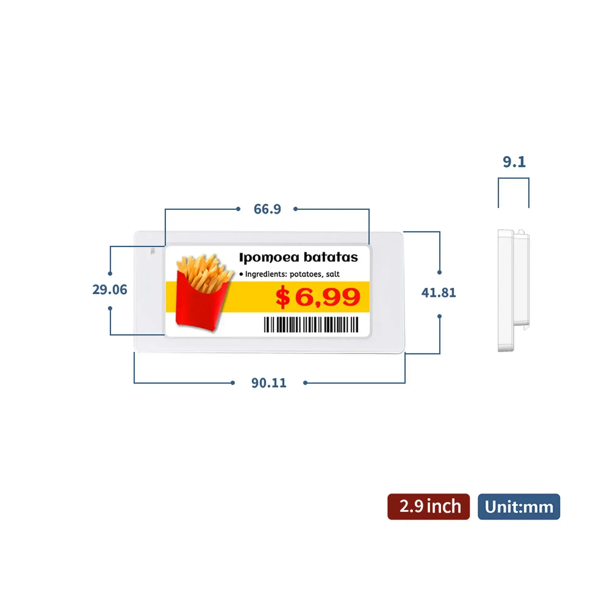 Etichetta per scaffale elettronico Cartellino del prezzo Cartellini dei prezzi per supermercato da 2,9 pollici Etichetta per scaffale elettronico BLE Esl