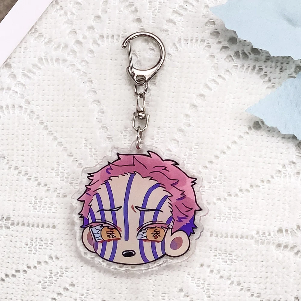 1/7PCS Anime Characters Demon Slayer Acrylic Car Keychain Accessories Kawaii Keyrings Friends Gifts Bag Charms Backpack Pendant