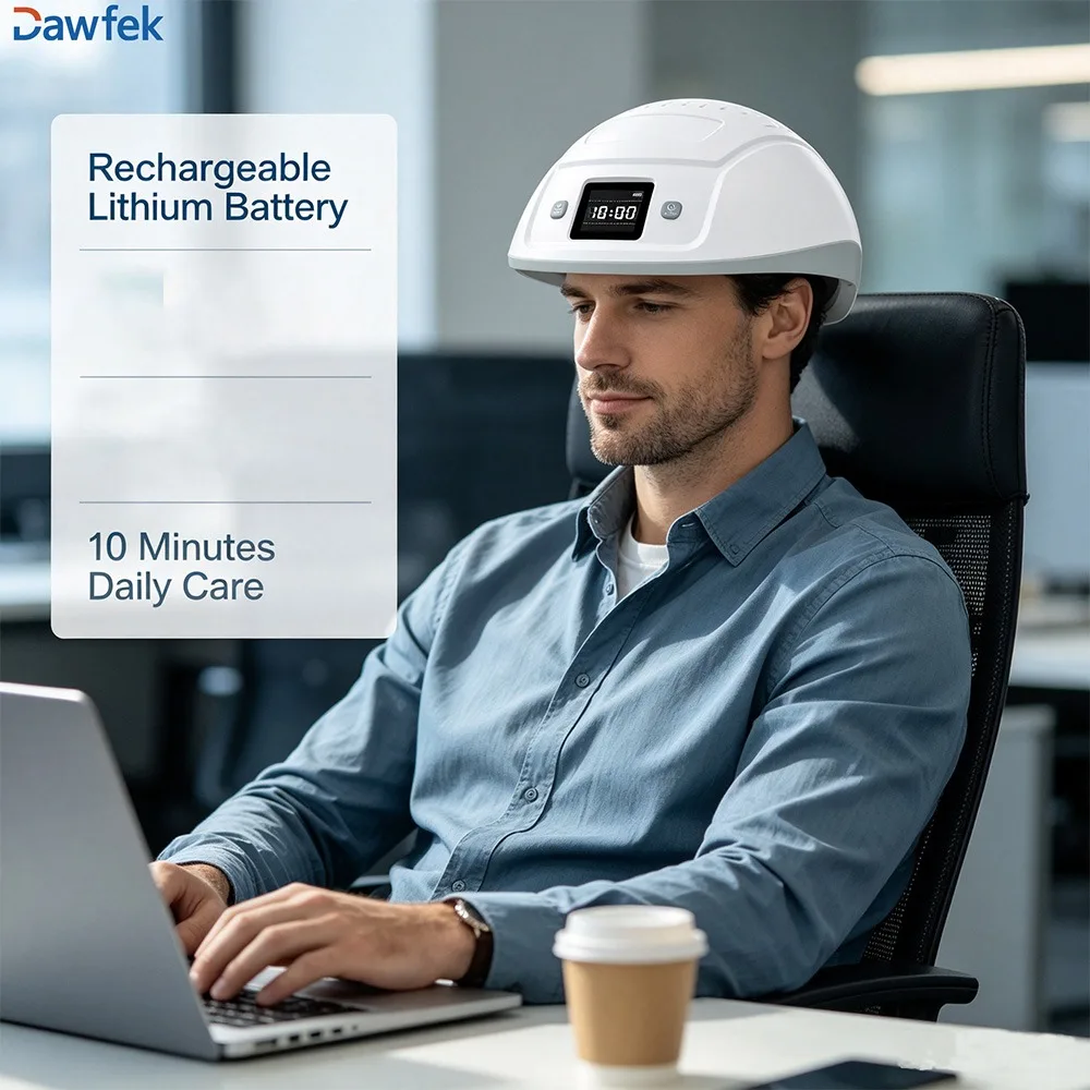 Dawfek Low Level Laser Phototherapy Helmet 448 Diodes 650nm LLLT Red Light Therapy Cap for Professional‑Grade Anti‑Hair‑Loss