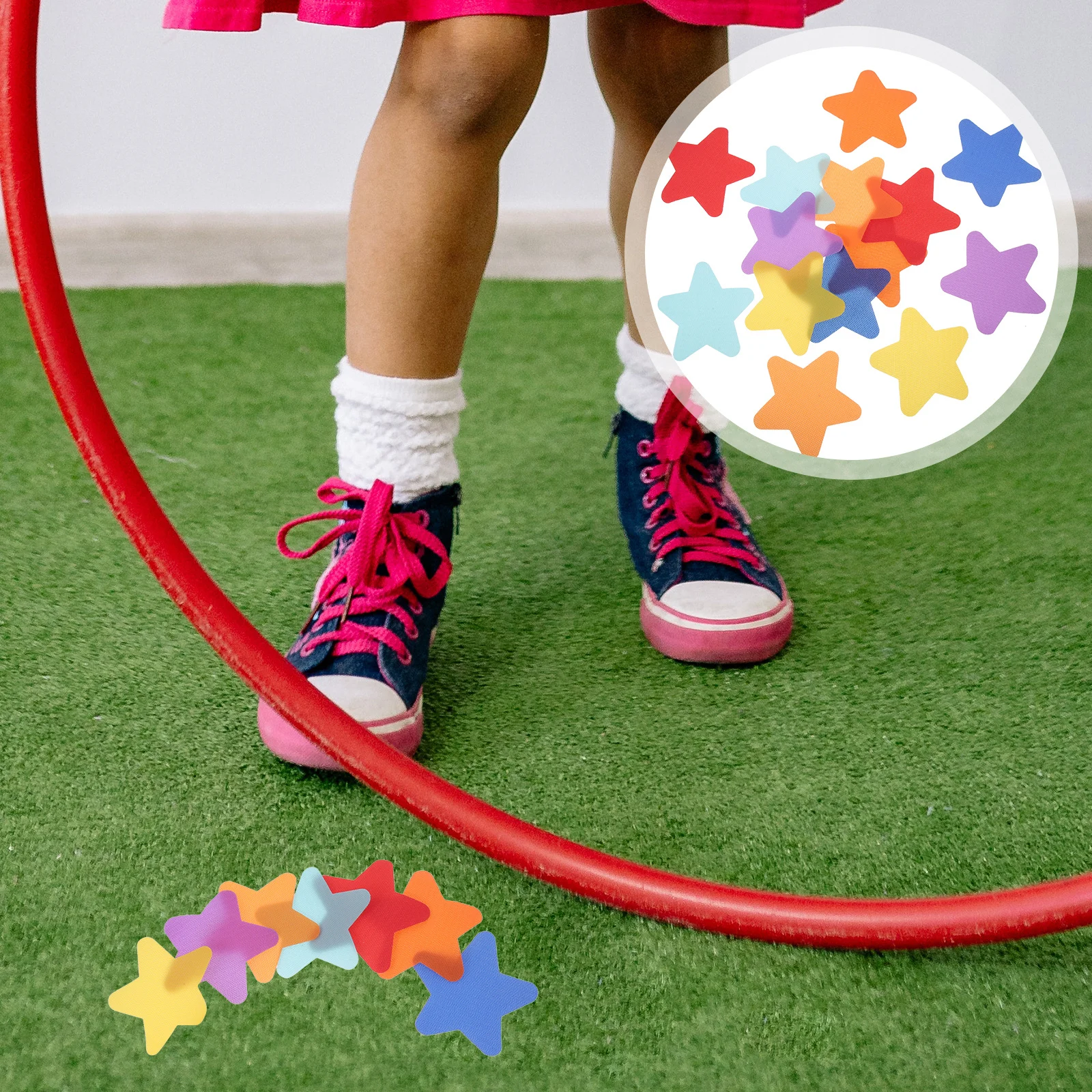 50pcs Carpet Markers Star Shape Game Decals Circle Spot Sitting Dot Educational Playthings Classroom Supplies Random Colors