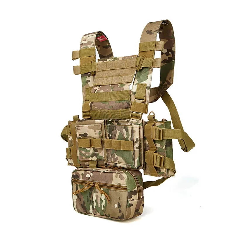 Męska Multicam polowanie MK3 Tactical Chest Rig uprząż modułowa lekka wojskowa kamizelka Airsoft w/ 5.56 Mag etui Pantiball Gear