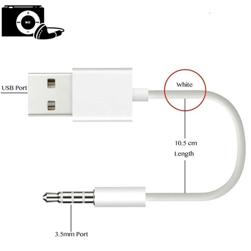 

3.5mm Jack Adapter Audio Cable USB Male Aux for Charging Data transfer Cable