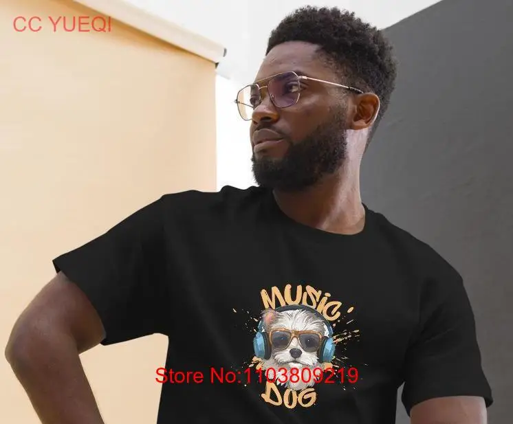 Футболка с музыкальной собакой, классическая футболка для щенка, подарок для него или ее танцевальных болельщиков, любителей длинных или коротких рукавов