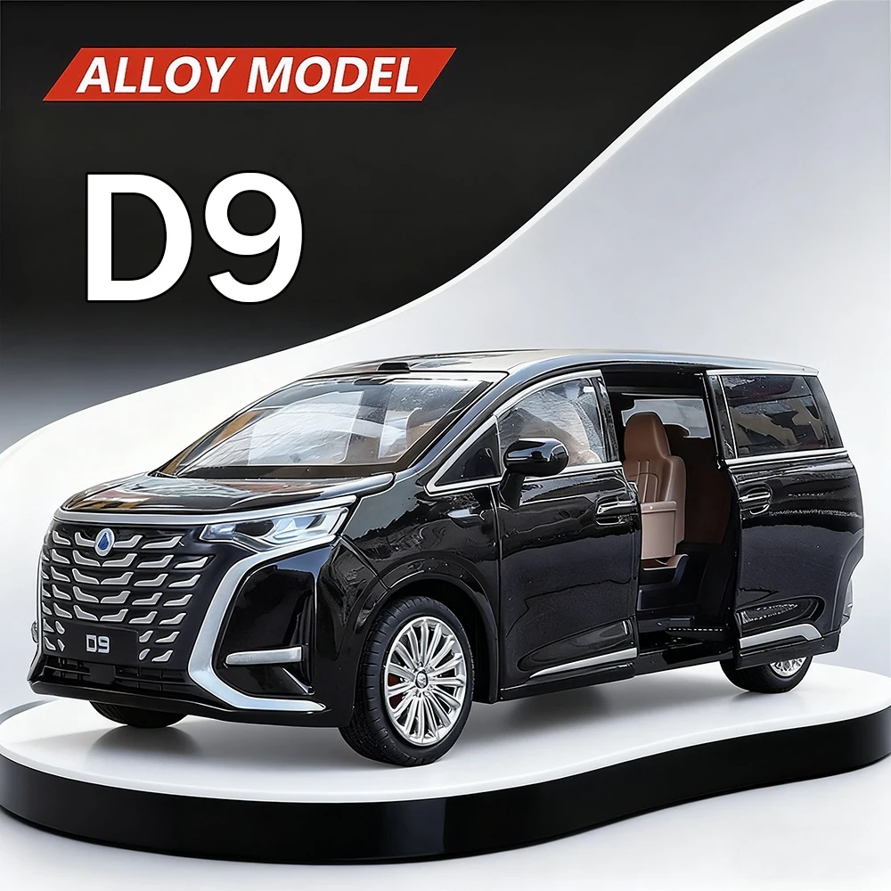 1:24 Denza D9 LM300H coches de juguete modelo en miniatura tirar hacia atrás música con luz MPV en miniatura neumáticos de goma vehículo para niños juguetes educativos