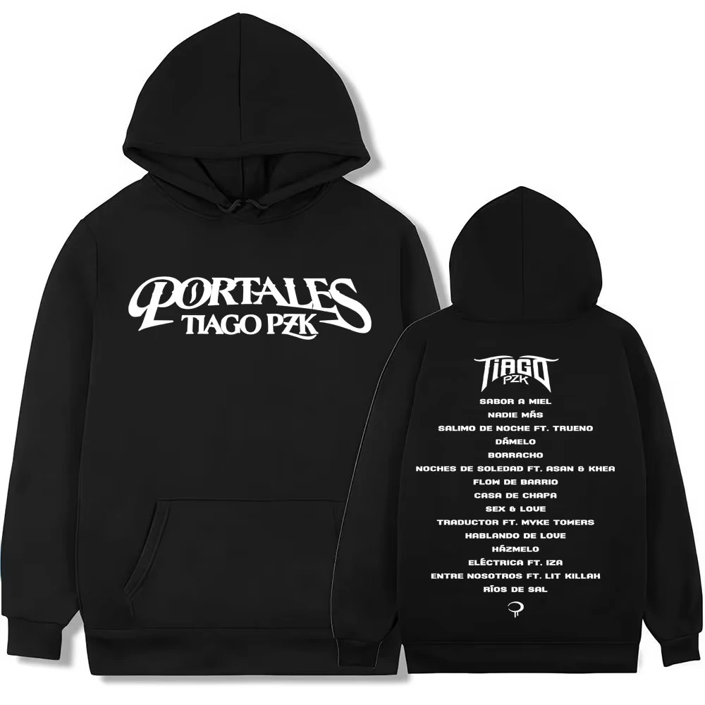 

Худи с принтом Rapper Tiago PZK Portales Track List Polera, модные хип-хоп свитшоты оверсайз для мужчин и женщин, высококачественные пуловеры