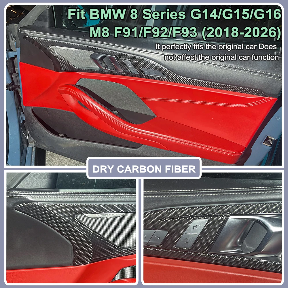 LHD RHD For BMW 8 Series G14/G15 M8 F91/F92 (2018-2026) Models Premium Dry Carbon Fiber Front Door Trim And Door Handle Surround
