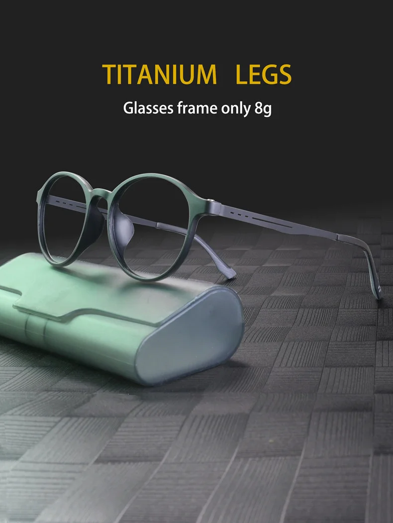 KOCOLIOR Neue Gummi Titan Anti Blau Licht Lesebrille Angepasst Optische Runde Rahmen Presbyopie Brille für Männer und Frauen – Detail 1